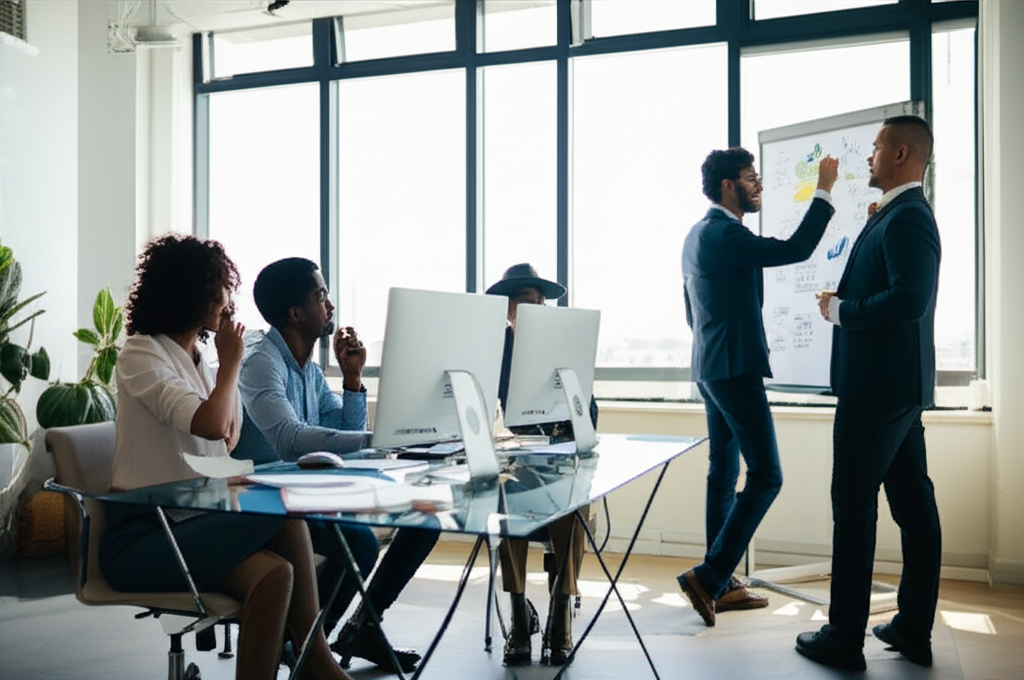 Business professionals collaborating